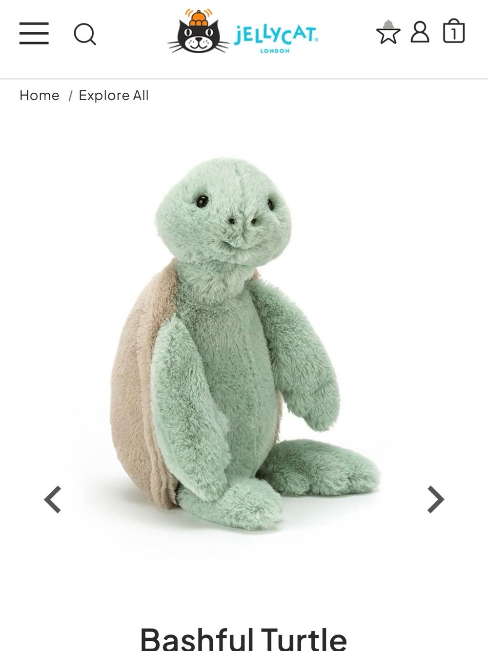 Jellycat Bashful Turtle Authentic with dust bag
